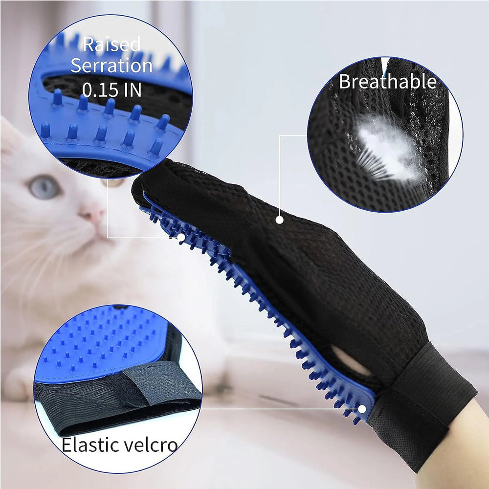 Furluxe™ 1 Pair Pet Grooming Cat Dog Rabbits Horse Gloves Pet Brush Glove Premium De-Shedding Glove
