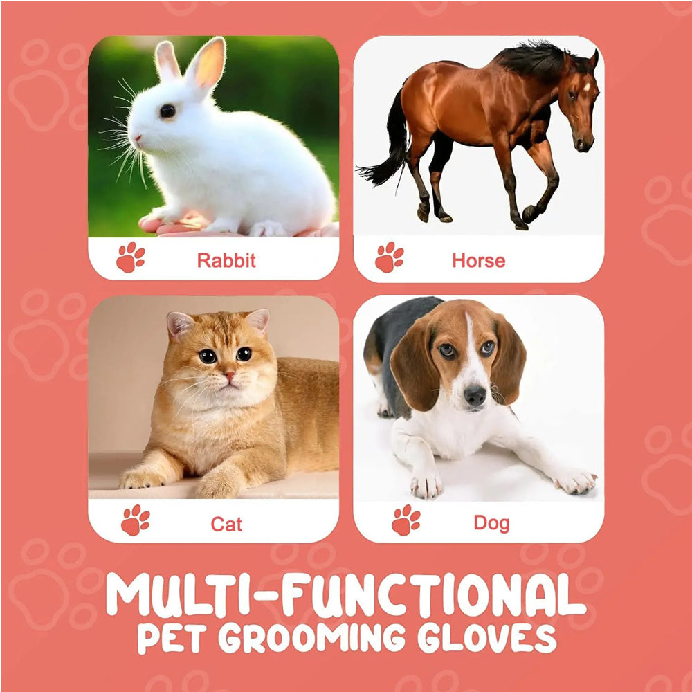 Furluxe™ 1 Pair Pet Grooming Cat Dog Rabbits Horse Gloves Pet Brush Glove Premium De-Shedding Glove